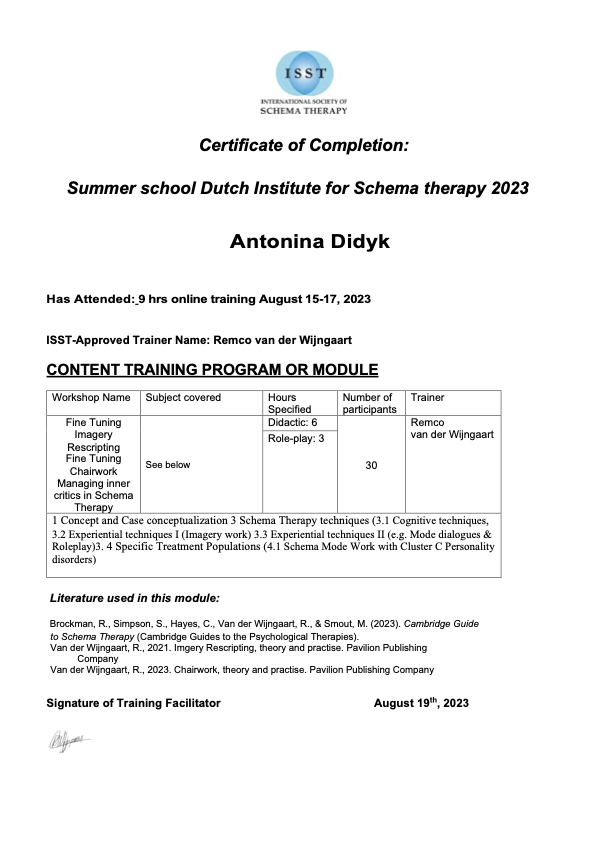 Antonina Didyk psychotherapist