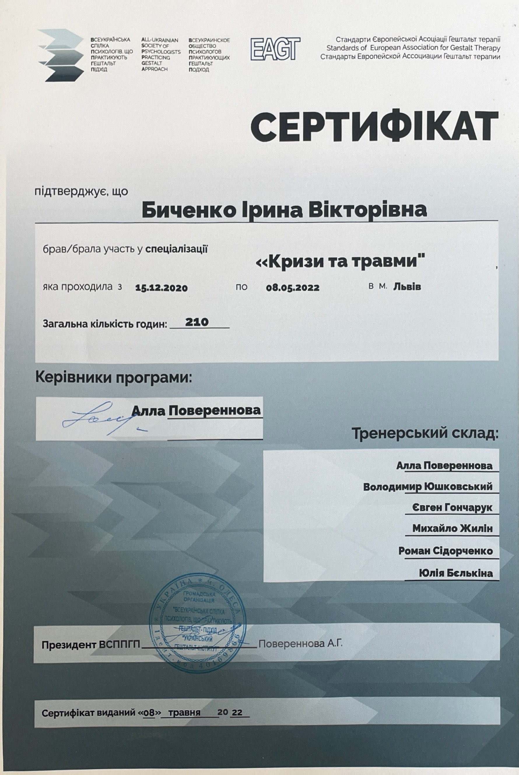 Iryna Bychenko психотерапевтка